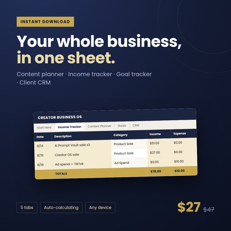 Creator Business OS — content, income and client tracker