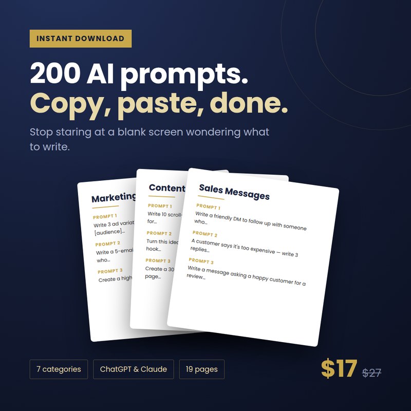 200 AI Prompt Vault — prompts for content, ads and sales